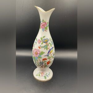 Floral Porcelain Vase with Bird Design